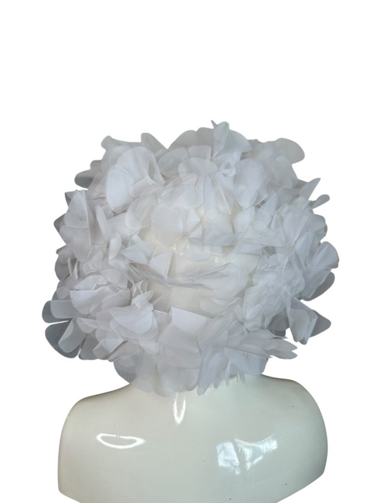 White Puff Hat Vintage 50s Organza Elegant Tea Party Wedding Head Piece main image 5